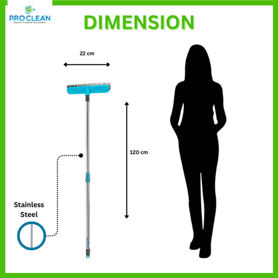 Proclean Hardy Brush - Small | 9 Inch | With SS Handle | Bathroom Brush | 41 Inch