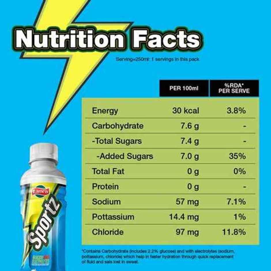 Limca Sportz Soft Drink | Lemon Flavour With Glucose Electrolytes | Faster Rehydration