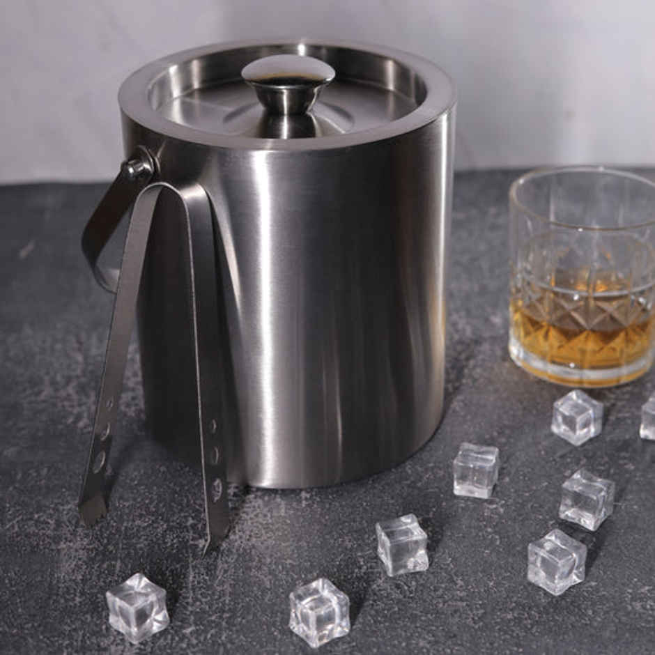 Bar Box Double Walled Stainless Steel Insulated Ice Bucket With Lid And Tong | 1.5 L