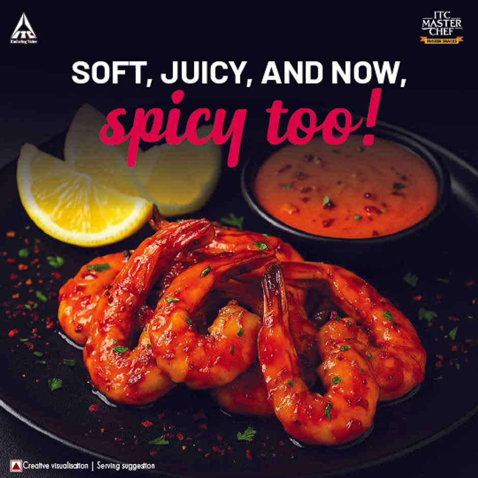 ITC Master Chef Prawns with Piri Piri Masala| Peeled & Deveined | 2 Masala Sachets Inside
