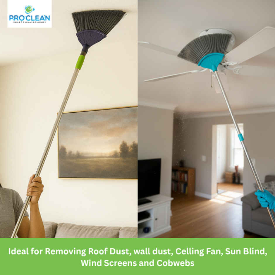 Proclean V-Fan Brush | Zala Broom | With SS Telescopic Handle | 5 Feet