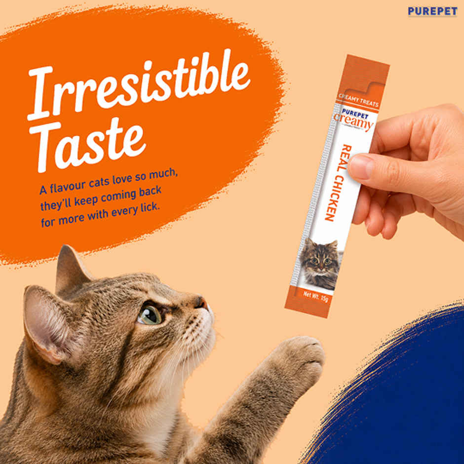 Purepet Real Chicken Creamy Lickable Cat Treats
