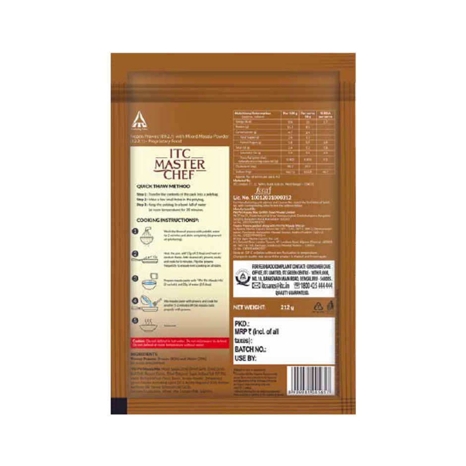 ITC Master Chef Prawns with Piri Piri Masala| Peeled & Deveined | 2 Masala Sachets Inside