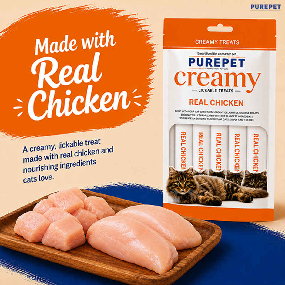 Purepet Real Chicken Creamy Lickable Cat Treats