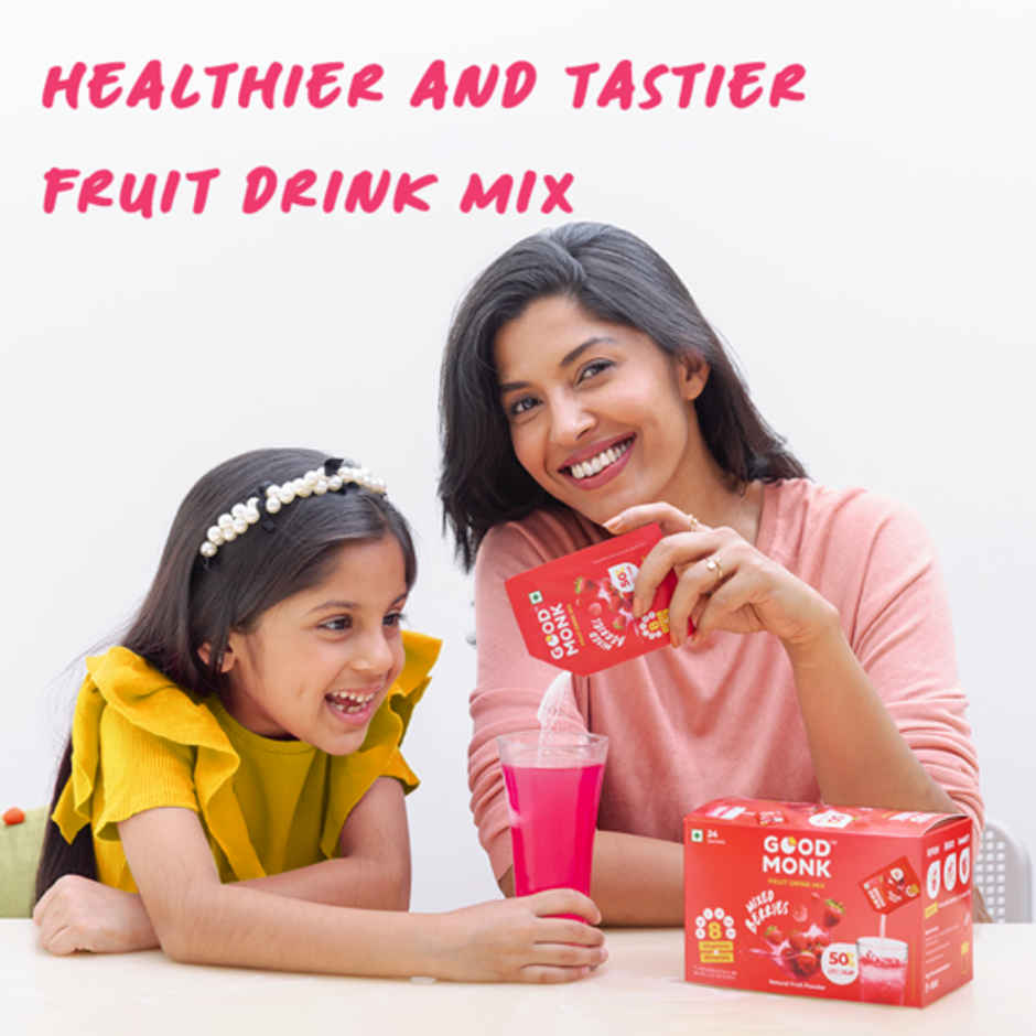 Good Monk Fruit Drink Mix | Mixed Berries | 50% Less Sugar | 8 Vitamins & Minerals | 24 Sachets