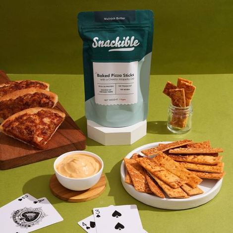 Snackible Baked Pizza Sticks with a Cheesy Jalapeno Dip | No Maida