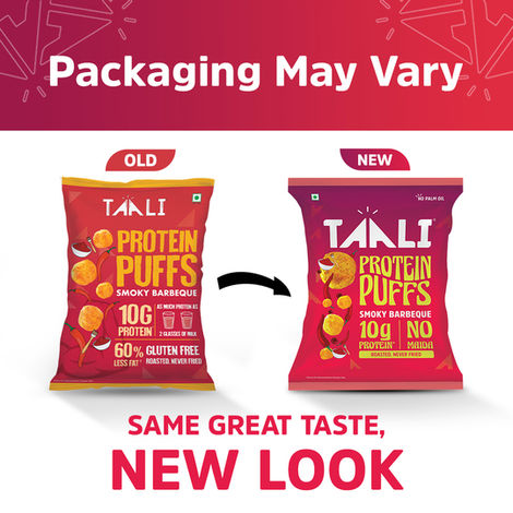 Taali Protein Puffs - Smoky Barbeque Snack, Roasted, Corn & Jowar Puff, No Palm Oil, No Maida
