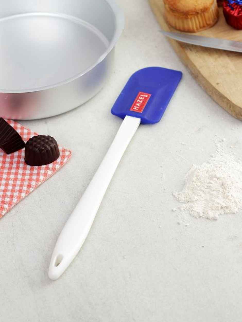 Hazel Big Silicone Spatula With Plastic Handle, Blue, For Cooking & Baking