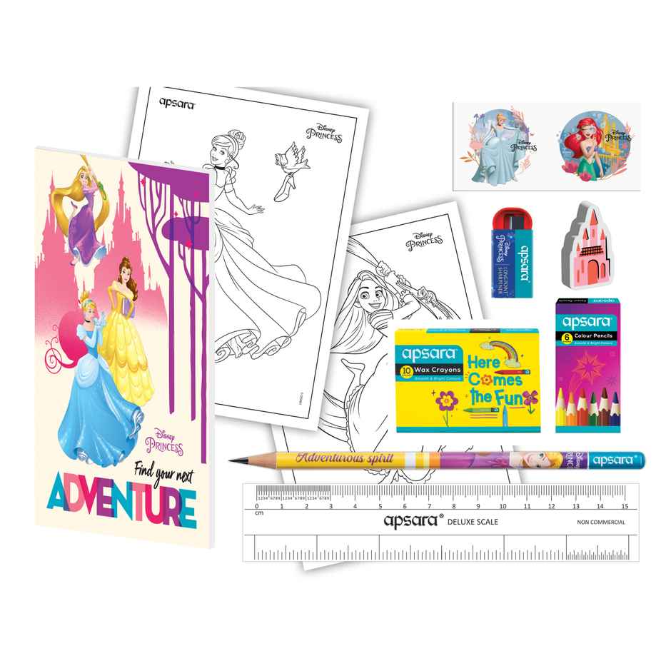 Apsara Disney Princess Kit | Combination of 8 Stationery Items | Perfect Value Pack