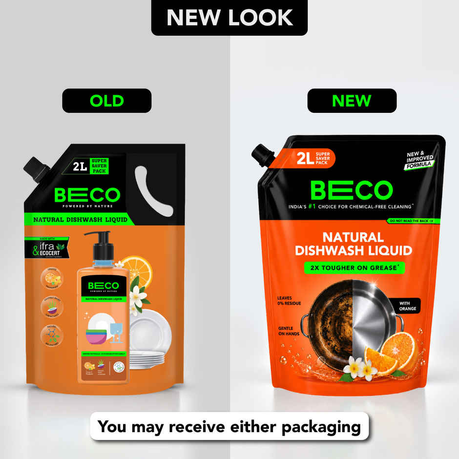 Beco Natural Orange Citrus Freshness Dishwash Liquid Refill