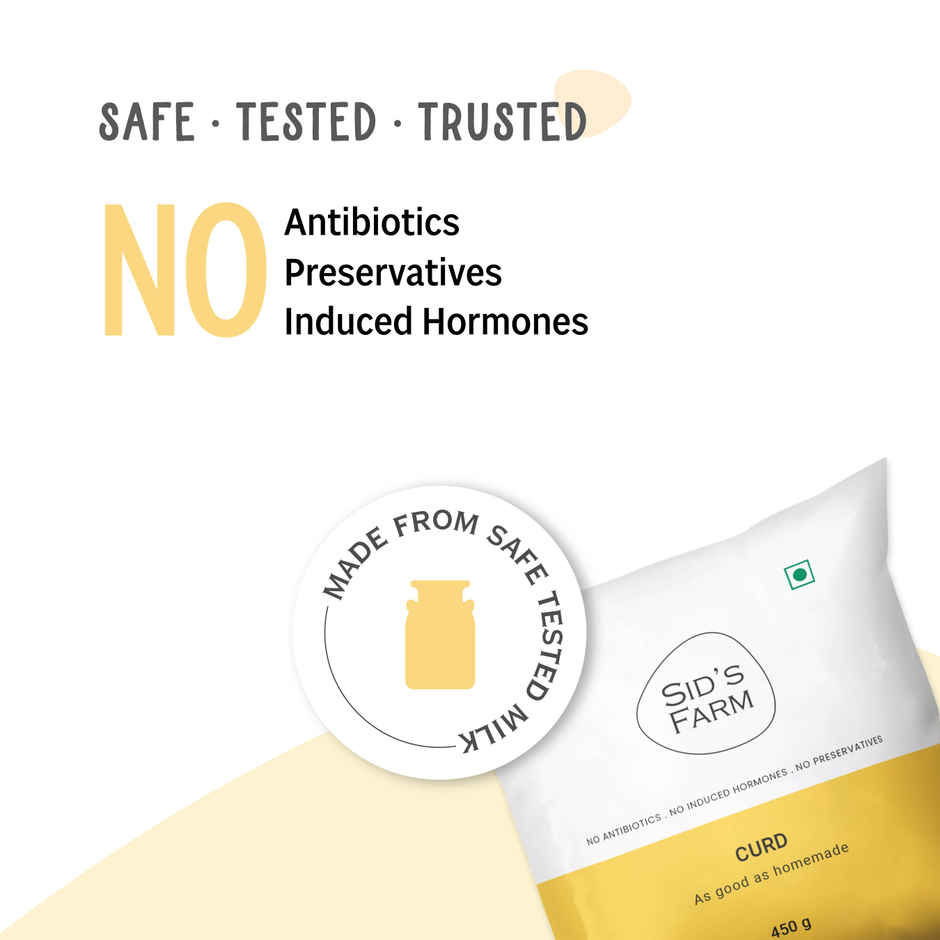 Sid's Farm Curd - Made from Tested Milk (No Antibiotics . No Hormones . No Preservatives)