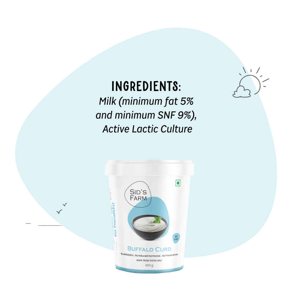 Sid's Farm Buffalo Curd - Made from Tested Milk (No Antibiotics . No Hormones . No Preservatives)
