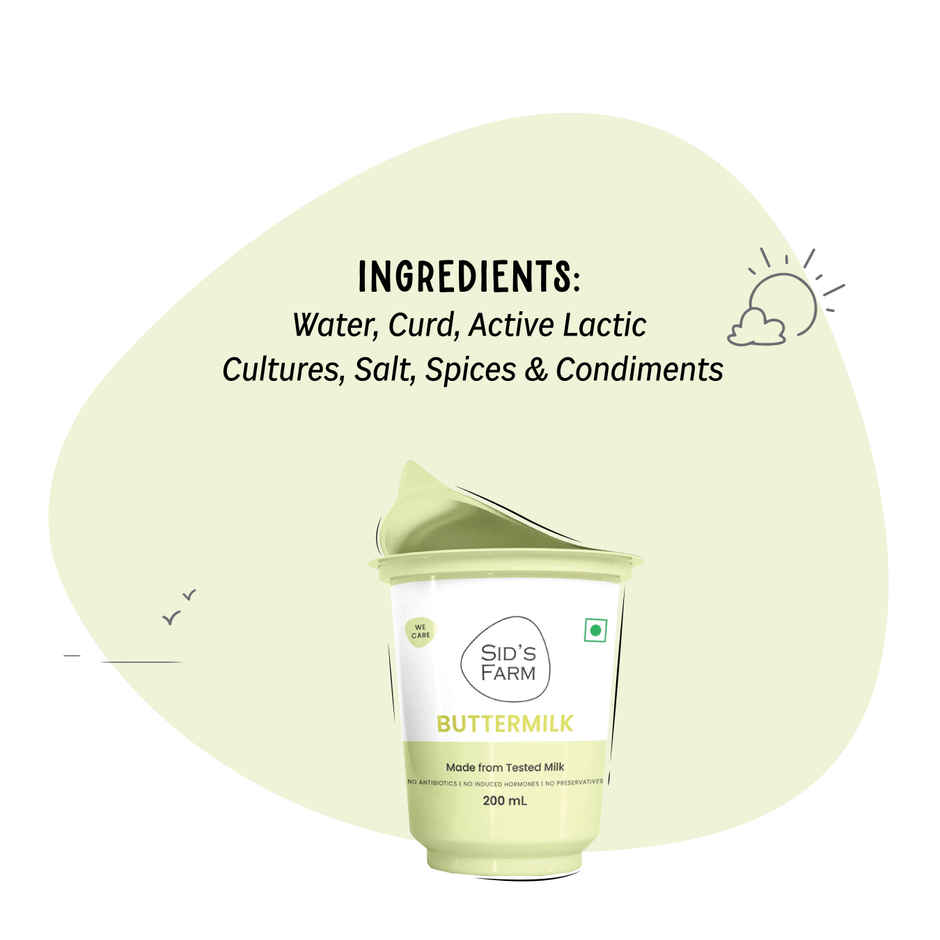 Sid's Farm Buttermilk - No Artificial Flavours Or Preservatives. Made From Tested Milk