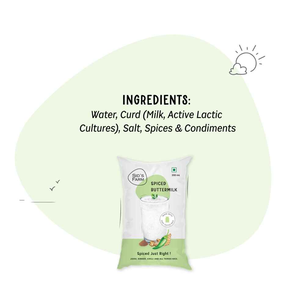 Sid's Farm Buttermilk Pouch - No Artificial Flavours Or Preservatives. Made From Tested Milk