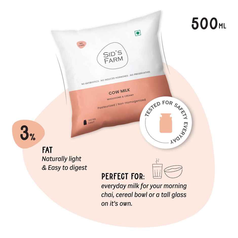 Sid's Farm Tested Cow Milk (No Antibiotics . No Hormones . No Preservatives)