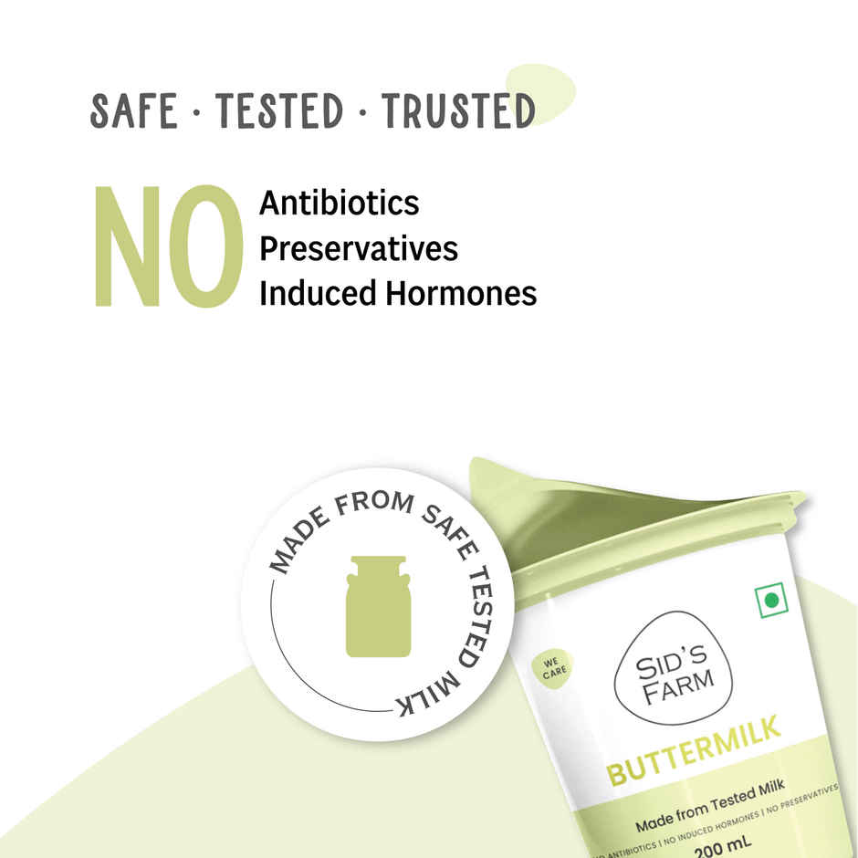 Sid's Farm Buttermilk - No artificial flavours or preservatives. Made from tested milk