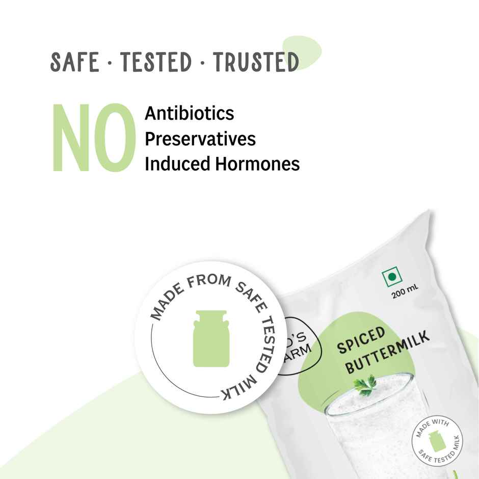 Sid's Farm Buttermilk Pouch - No Artificial Flavours Or Preservatives. Made From Tested Milk