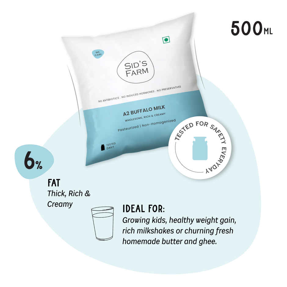 Sid's Farm Tested A2 Buffalo Milk (No Antibiotics . No Hormones . No Preservatives)