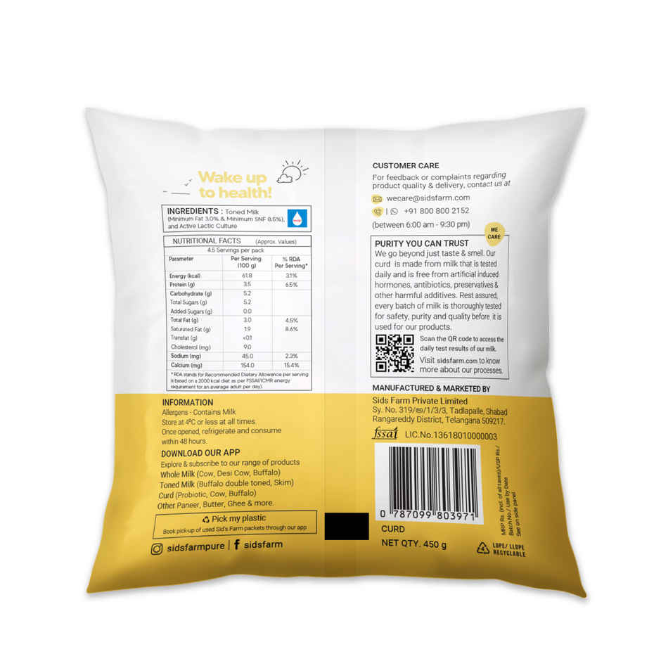 Sid's Farm Curd - Made From Tested Milk (No Antibiotics . No Hormones . No Preservatives)