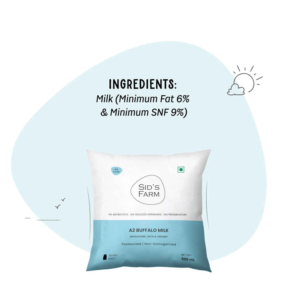 Sid's Farm Tested A2 Buffalo Milk (No Antibiotics . No Hormones . No Preservatives)