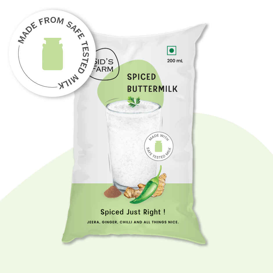 Sid's Farm Buttermilk pouch - No artificial flavours or preservatives. Made from tested milk