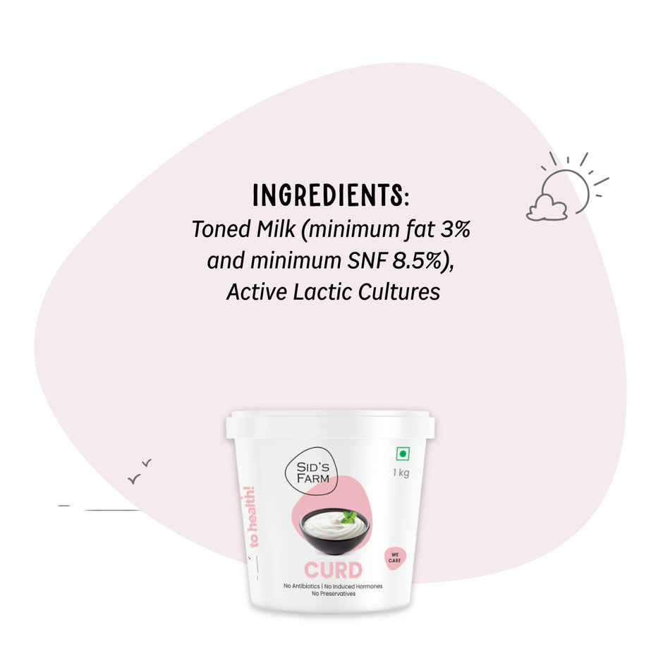 Sid's Farm Family Tub Curd - Made From Tested Milk (No Antibiotics . No Hormones . No Preservatives)