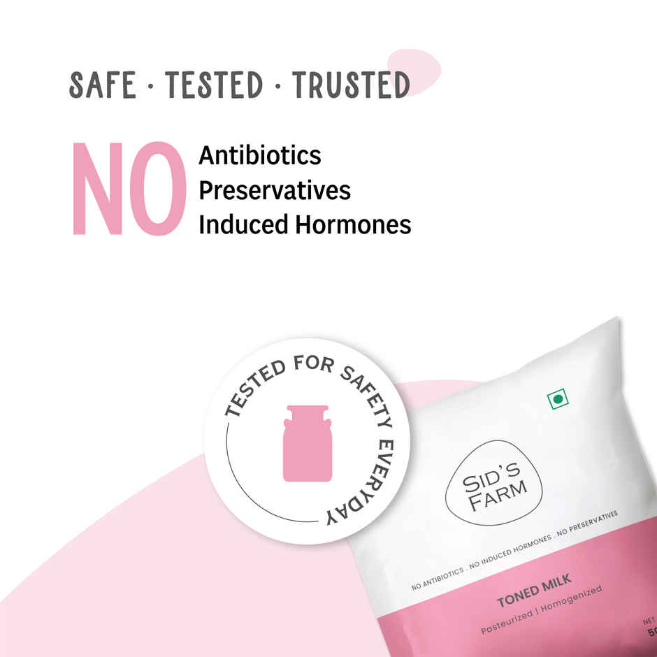 Sid's Farm Tested Toned Milk (No Antibiotics . No Hormones . No Preservatives)