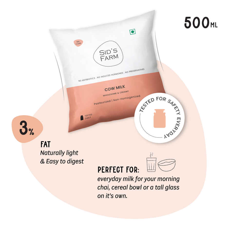 Sid's Farm Tested Cow Milk (No Antibiotics . No Hormones . No Preservatives)