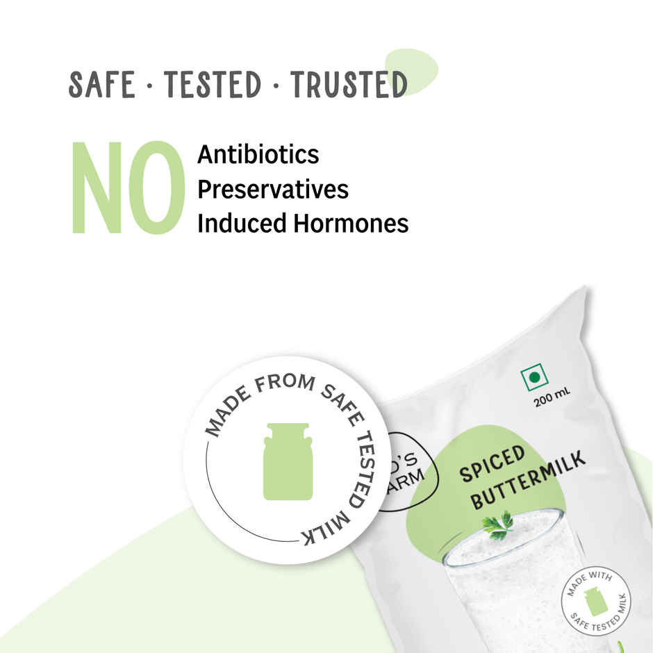 Sid's Farm Buttermilk pouch - No artificial flavours or preservatives. Made from tested milk