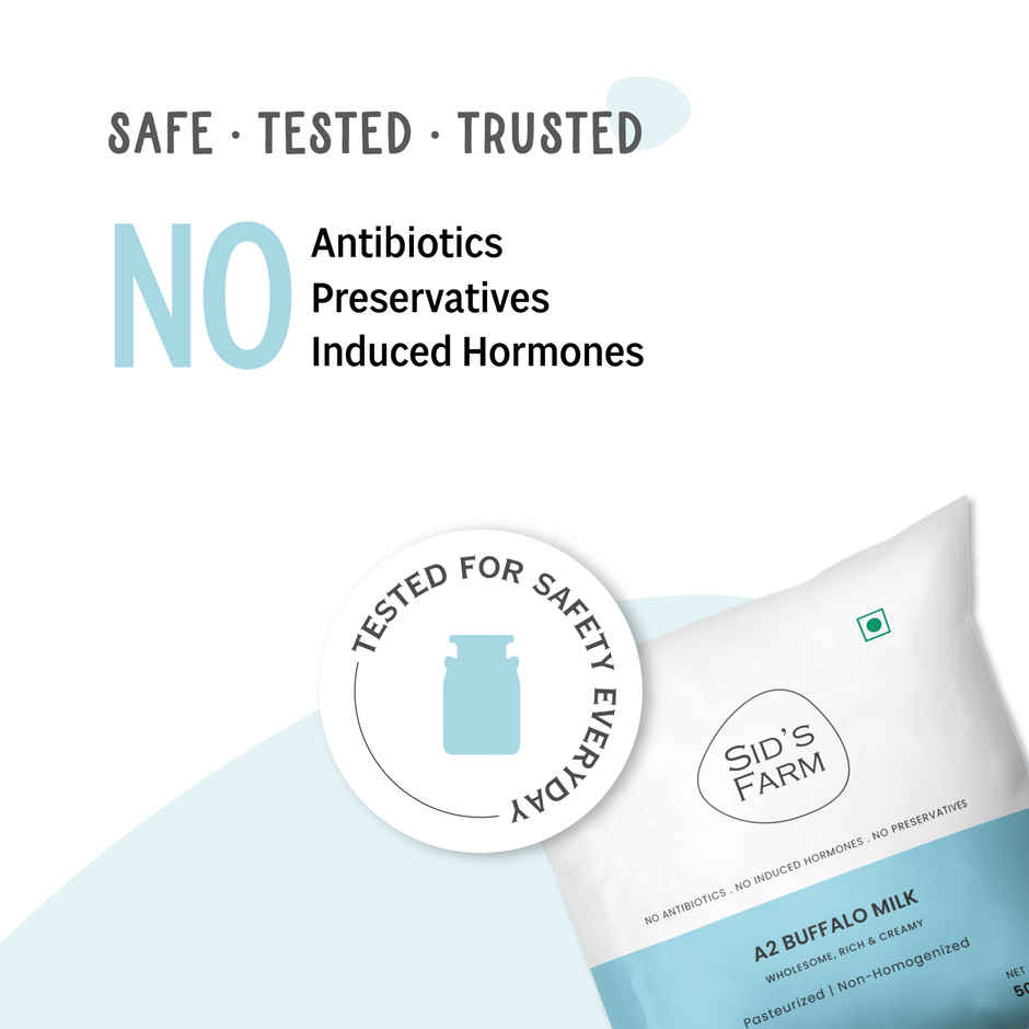 Sid's Farm Tested A2 Buffalo Milk (No Antibiotics . No Hormones . No Preservatives)