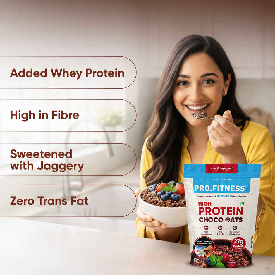 Pro.Fitness 27g High Protein Oats by MyFitness|Dark Chocolate Oats with Almonds and Organic Jaggery