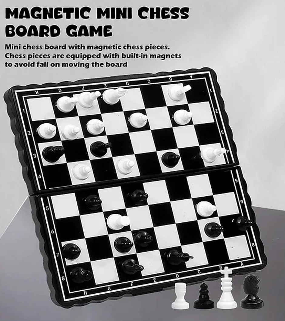 Fablue Mini Foldable Magnetic - Pocket Size Travel Chess Board Game
