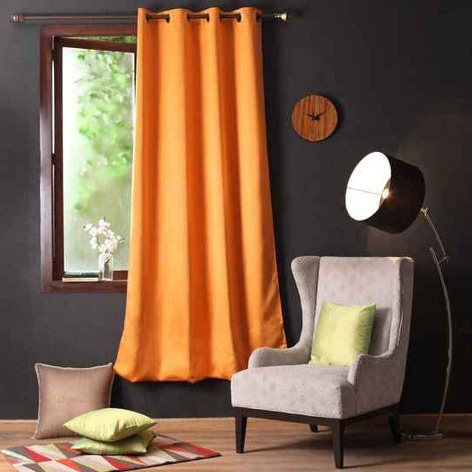 Lushomes Blackout Door Curtain - Orange | 8 Metal Eyelets | 54 x 108 inch