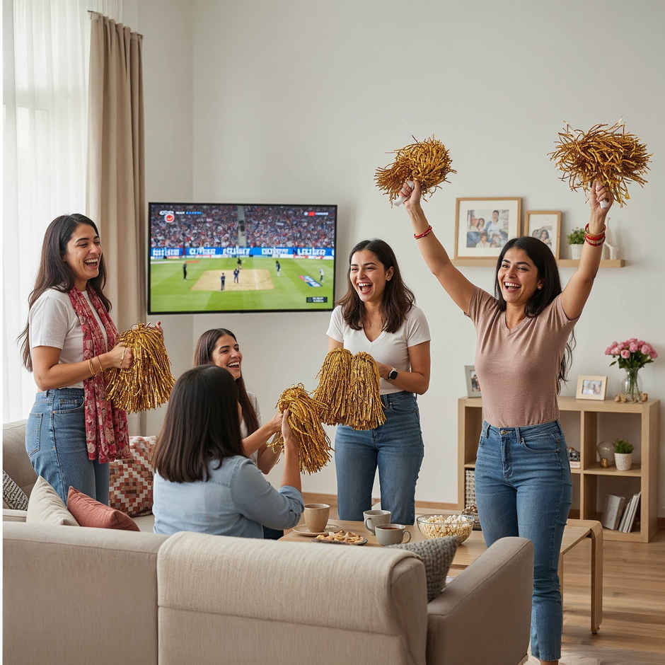 Cheerleading Pom Pom Golden | Pom Poms for Cricket Match Cheering & Sports Parties | Propcon
