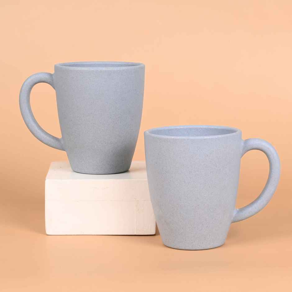 Eha Earth-Friendly Classic Coffee Mug | 300 ml | Made With Rice Husk Biocomposite | 2 Unit | Azure