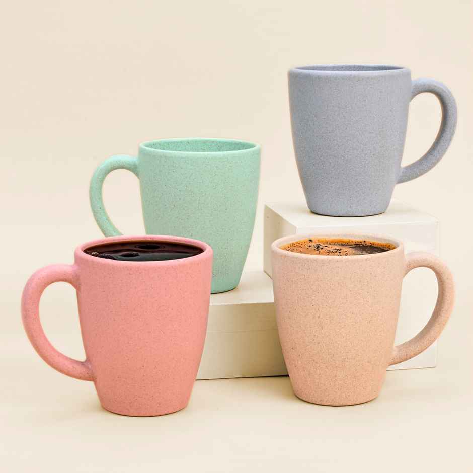 Eha Earth-Friendly Classic Coffee Mug | 300 ml | 4 Unit | Multi-Light