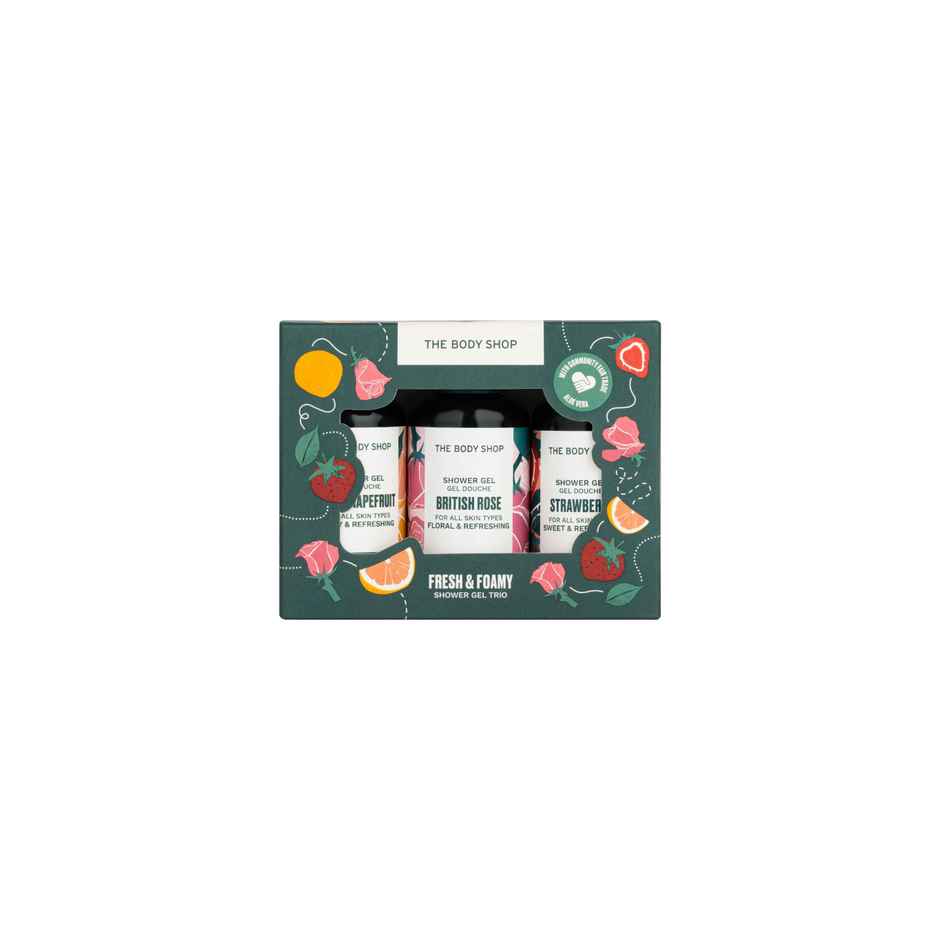 The Body Shop British Rose Shower Gel Strawberry Shower Gel Grapefruit Shower Gel Gift Box
