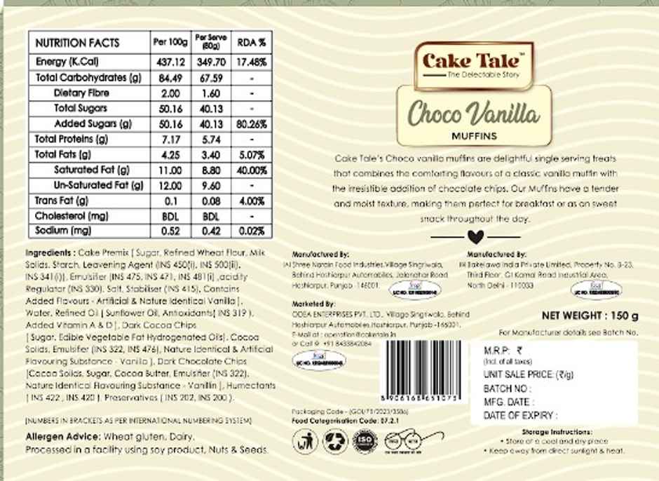 Cake Tale Muffin Vanilla Chocochip