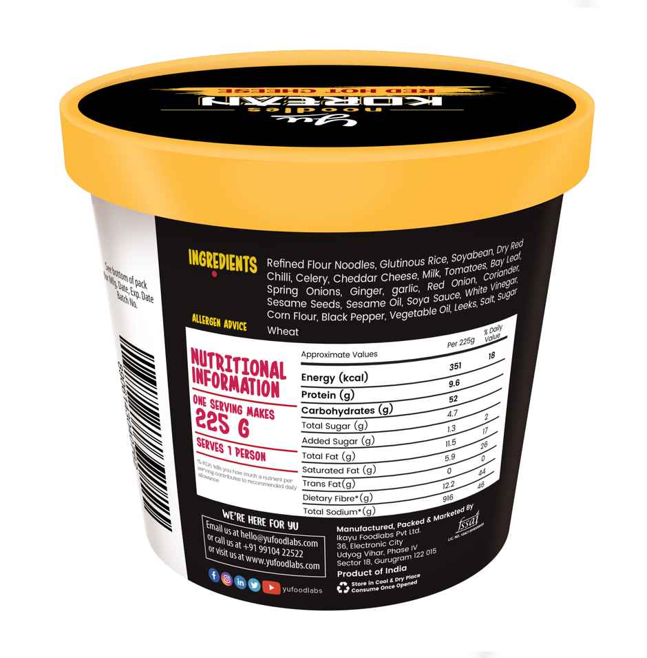 Yu Korean Red Hot Cheese Instant Cup Noodles