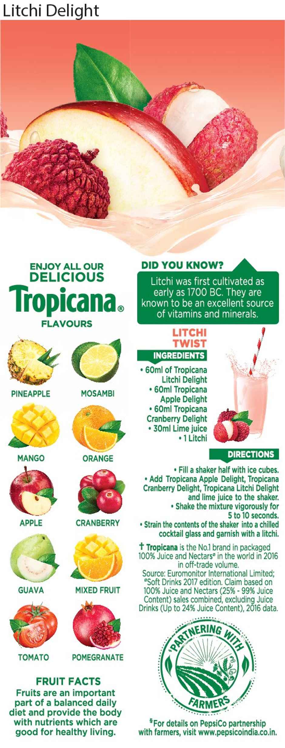 Tropicana Litchi Delight Fruit Juice 200 ml Combo