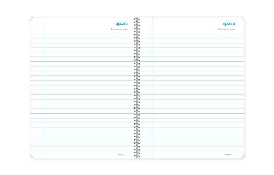Apsara Spiral Bound 1 Subject Single Line Notebook 60gsm | 27 x 20 cm, 160Pages, Covers May Differ