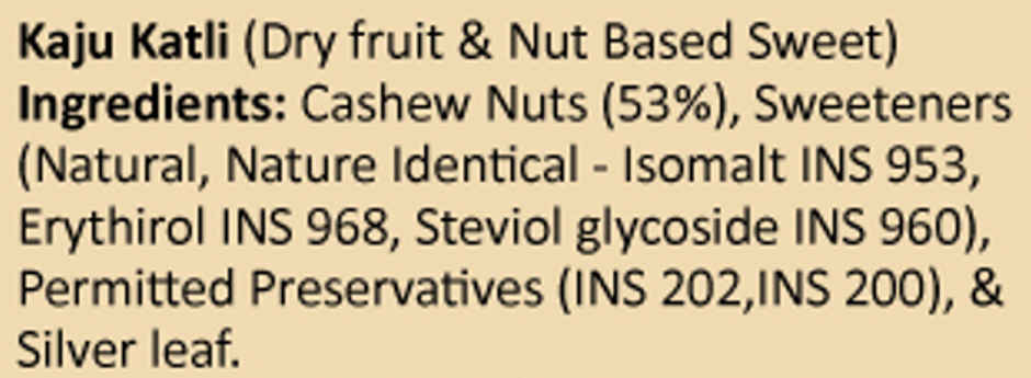 lal sweets Sugar Free Kaju Katli