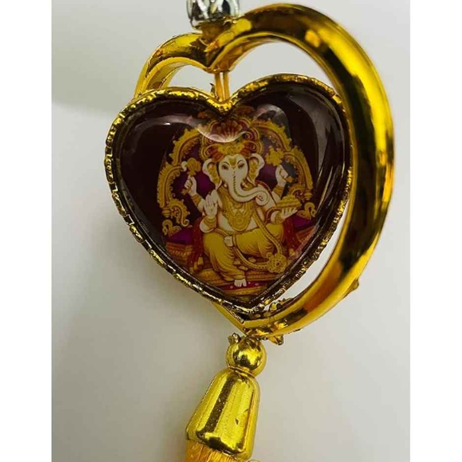 Lord Ganesh Rotational Dual Side Heart Decor Hanging Red Tassel | Tiyutrendzz | Ganesh Chaturthi Specials