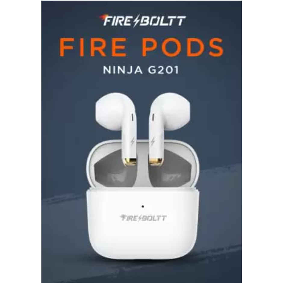 Fire-Boltt Fire Pods Ninja G201 Earbuds TWS Iwp HD Calls, Quick Charge 24Hrs Playback Bluetooth | White