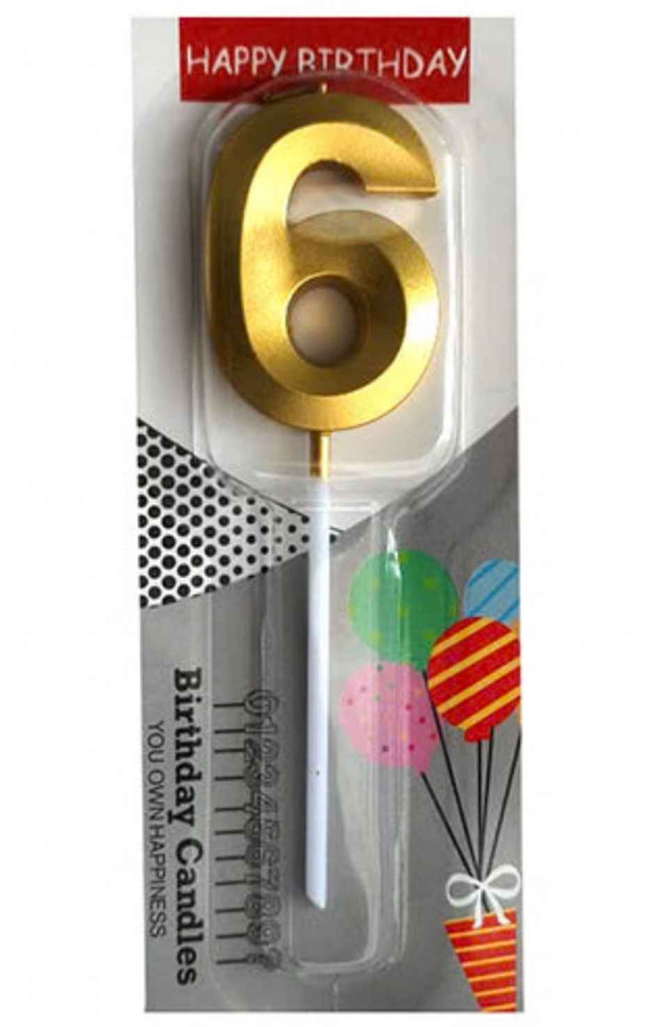 Chrome 6 Golden Number Candle