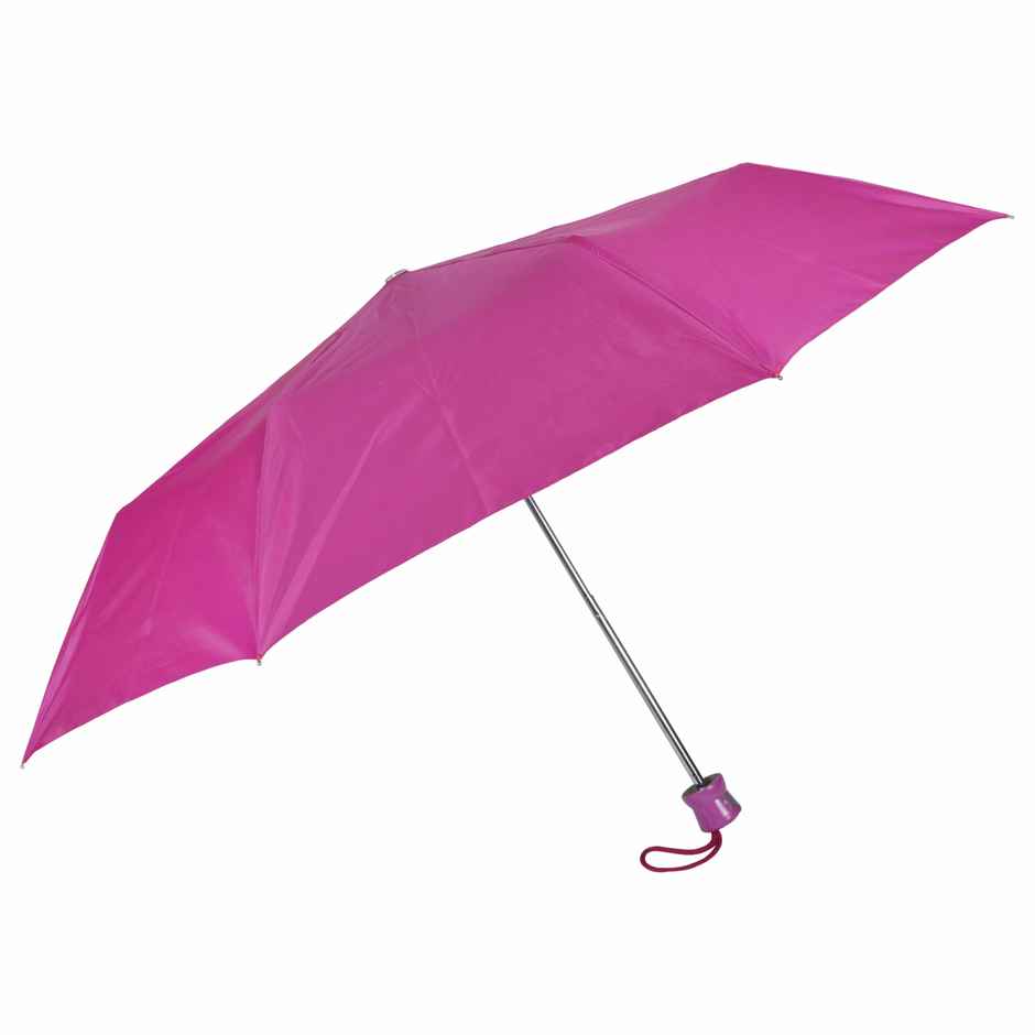 Fendo Aura 3 Fold Hand Open 21.5 Inch Sun & Rainproof Regular Umbrella For Men & Women | Rani Pink