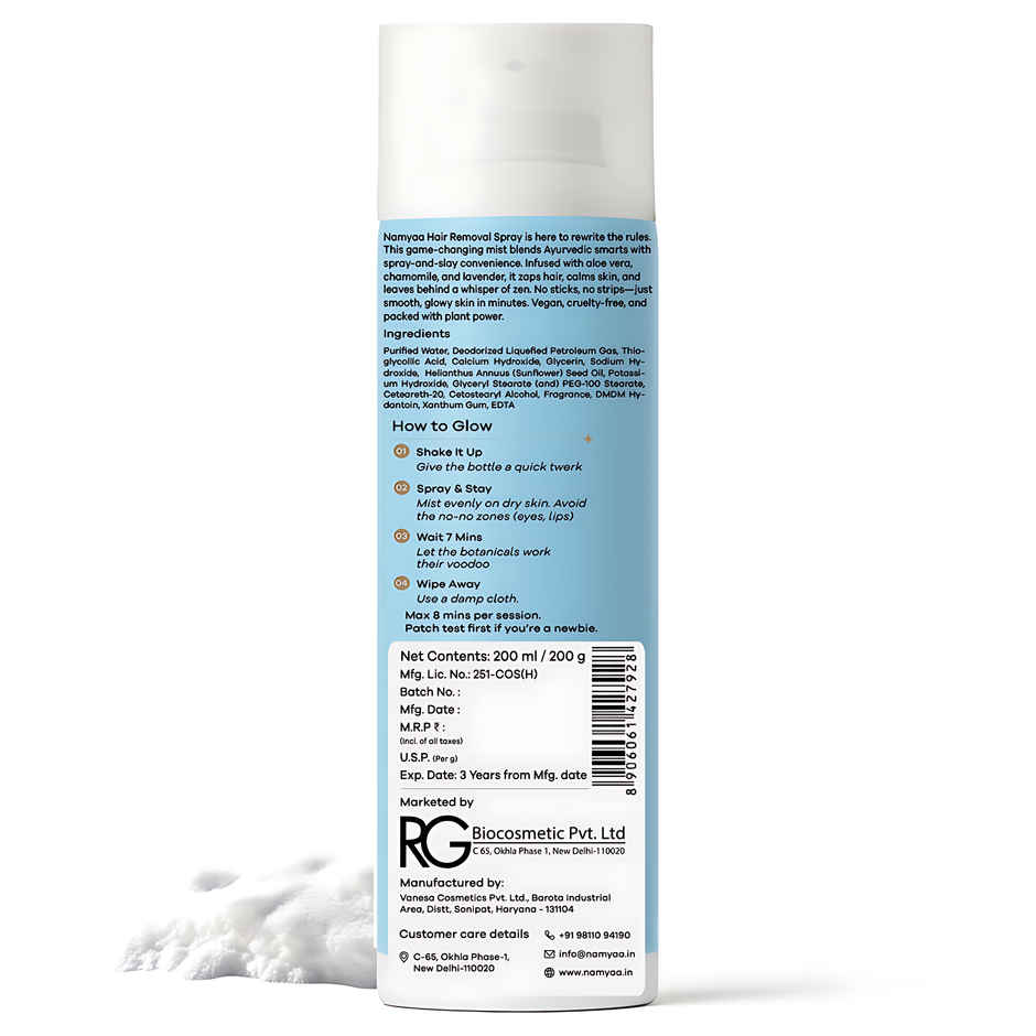 Namyaa Hair Removal Cream Spray|Painless Body Hair Removal For Underarm & Bikini Line | Pack Of 1