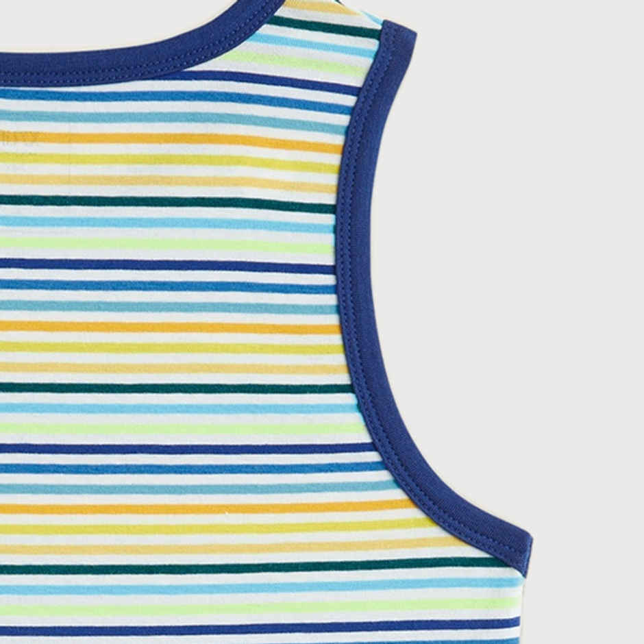 XY Life Kids Outer Vest for Boys, Antimicrobial Finish - Multi Stripes | 13-14Y | Pack Of 2