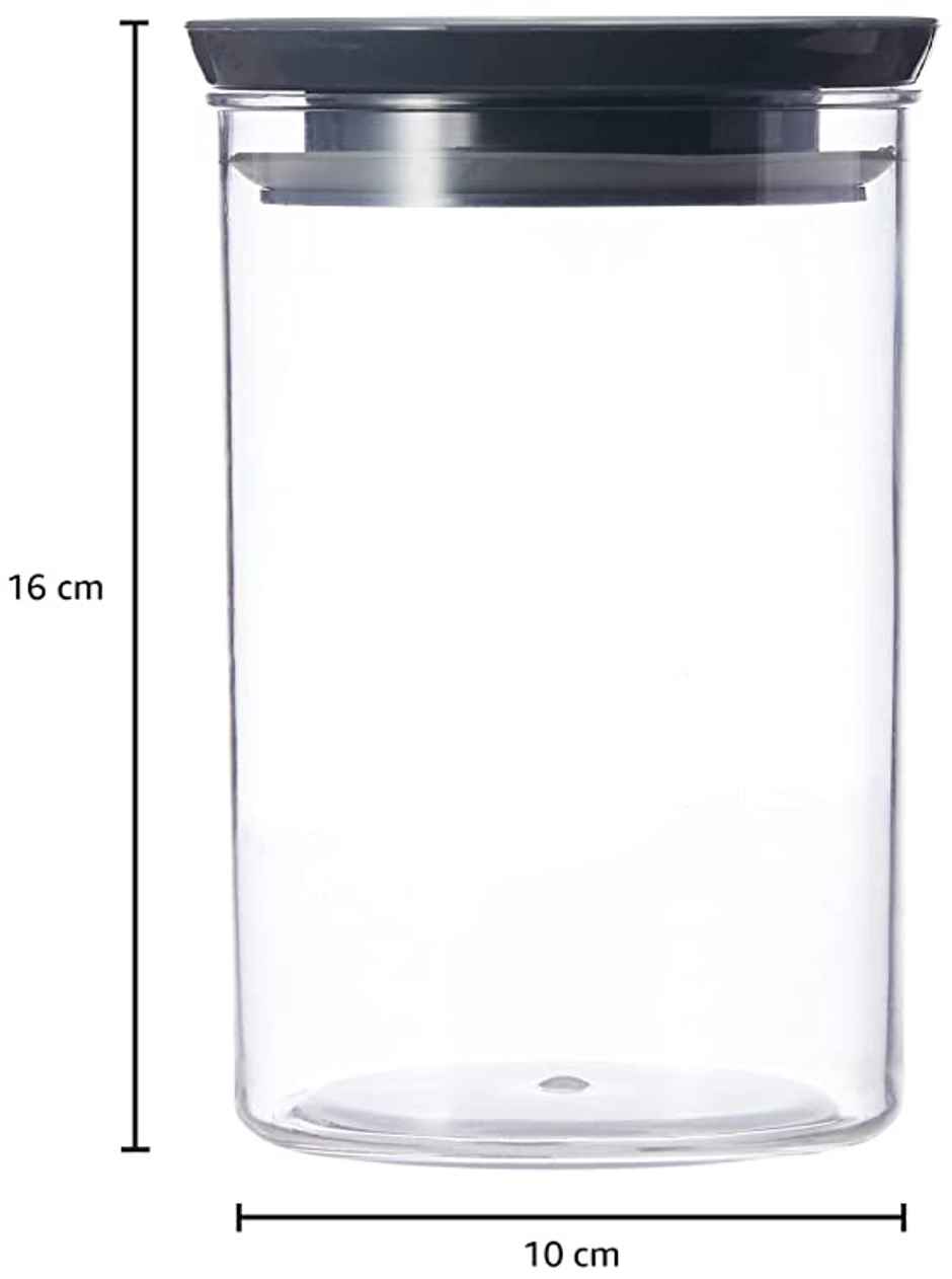 YouBee 900 ml Multipurpose Plastic Storage Jar and Kitchen Storage Container | Set of 6 | Grey