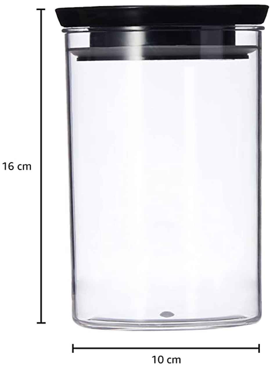 YouBee 900 ml Multipurpose Plastic Storage Jar and Kitchen Storage Container | Set of 6 | Black